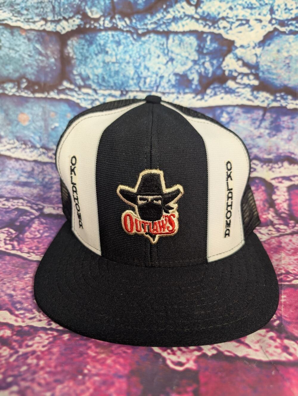 Vintage ADJ Oklahoma Outlaws Lucky Stripes Snapback Hat Mens